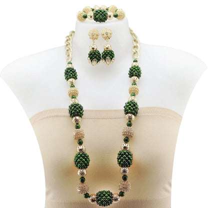 Zhuerrui Latest Crystal Beads Handmade Jewelry Sets Italy Gold Plated Women Bridal Jewelry Set Necklace Bracelet Earrings H40002