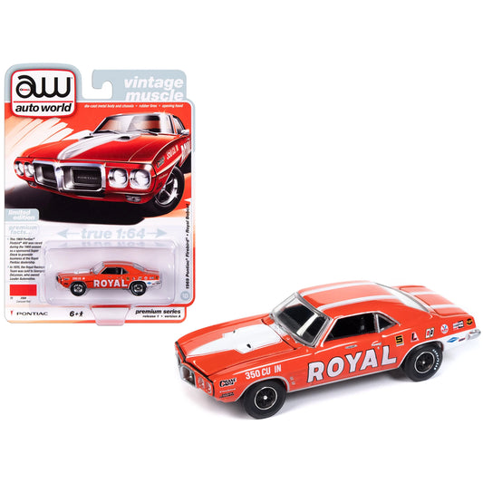 DCD 1969 Pontiac for Firebird Royal Bobcat Carousel Red White Stripes Graphics Vintage Muscle 1/64 Scale Diecast Limited Edition