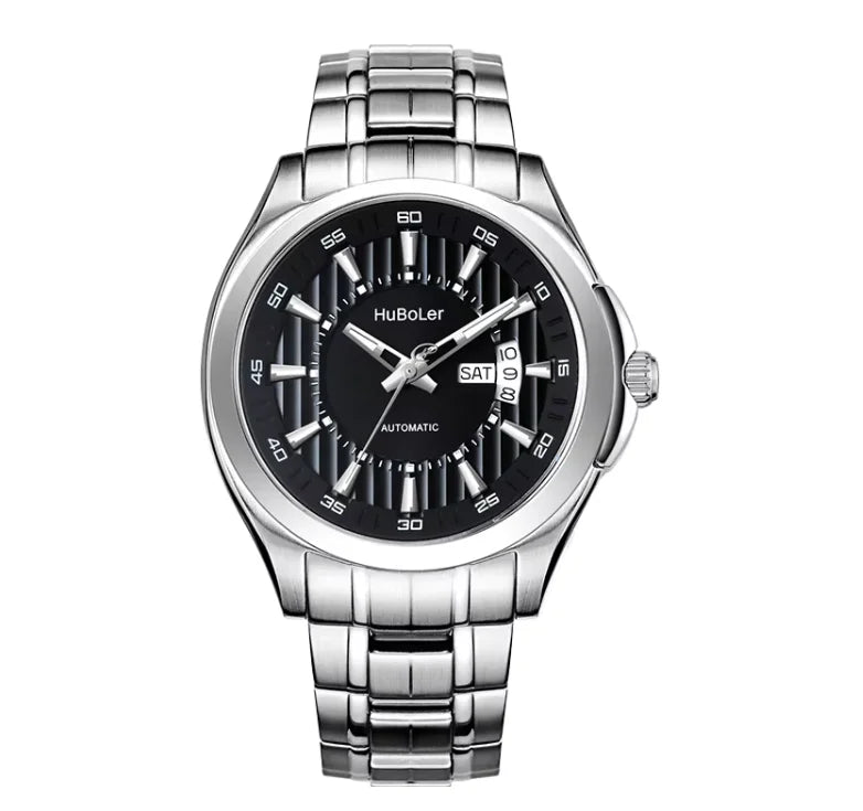 HANBORO Men's 41mm Stainless Steel Diver Mechanical Watch Fully Automatic Sapphire Case Glass Dial Window Business Style 22mm