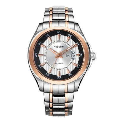 HANBORO Men's 41mm Stainless Steel Diver Mechanical Watch Fully Automatic Sapphire Case Glass Dial Window Business Style 22mm