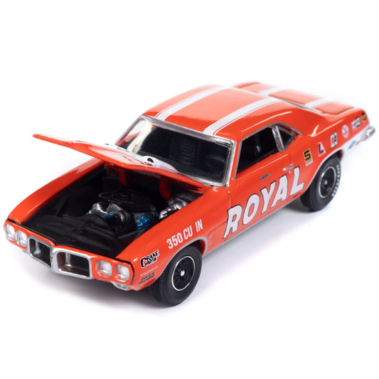 DCD 1969 Pontiac for Firebird Royal Bobcat Carousel Red White Stripes Graphics Vintage Muscle 1/64 Scale Diecast Limited Edition