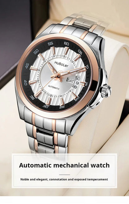 HANBORO Men's 41mm Stainless Steel Diver Mechanical Watch Fully Automatic Sapphire Case Glass Dial Window Business Style 22mm
