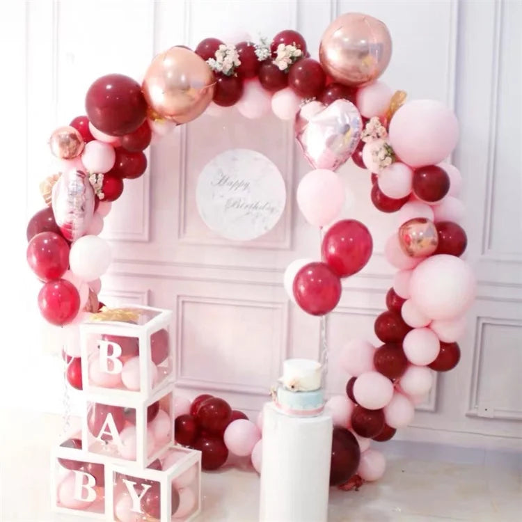 T04201 Latex Garland Baby Shower Party Happy Birthday Wedding Arch Kit Stand Balloon Set Metallic Foil Balloon Decoration