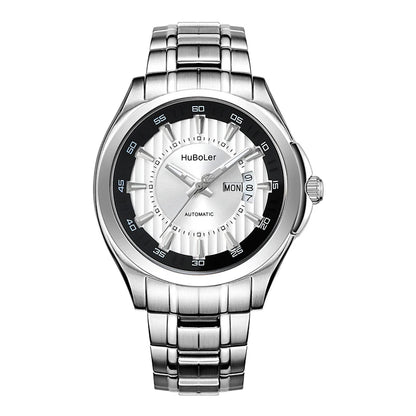 HANBORO Men's 41mm Stainless Steel Diver Mechanical Watch Fully Automatic Sapphire Case Glass Dial Window Business Style 22mm