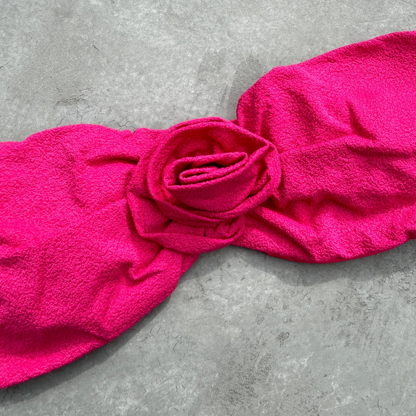 Seashore Textured Pink Riot Strapless Flower Bikini Top-1