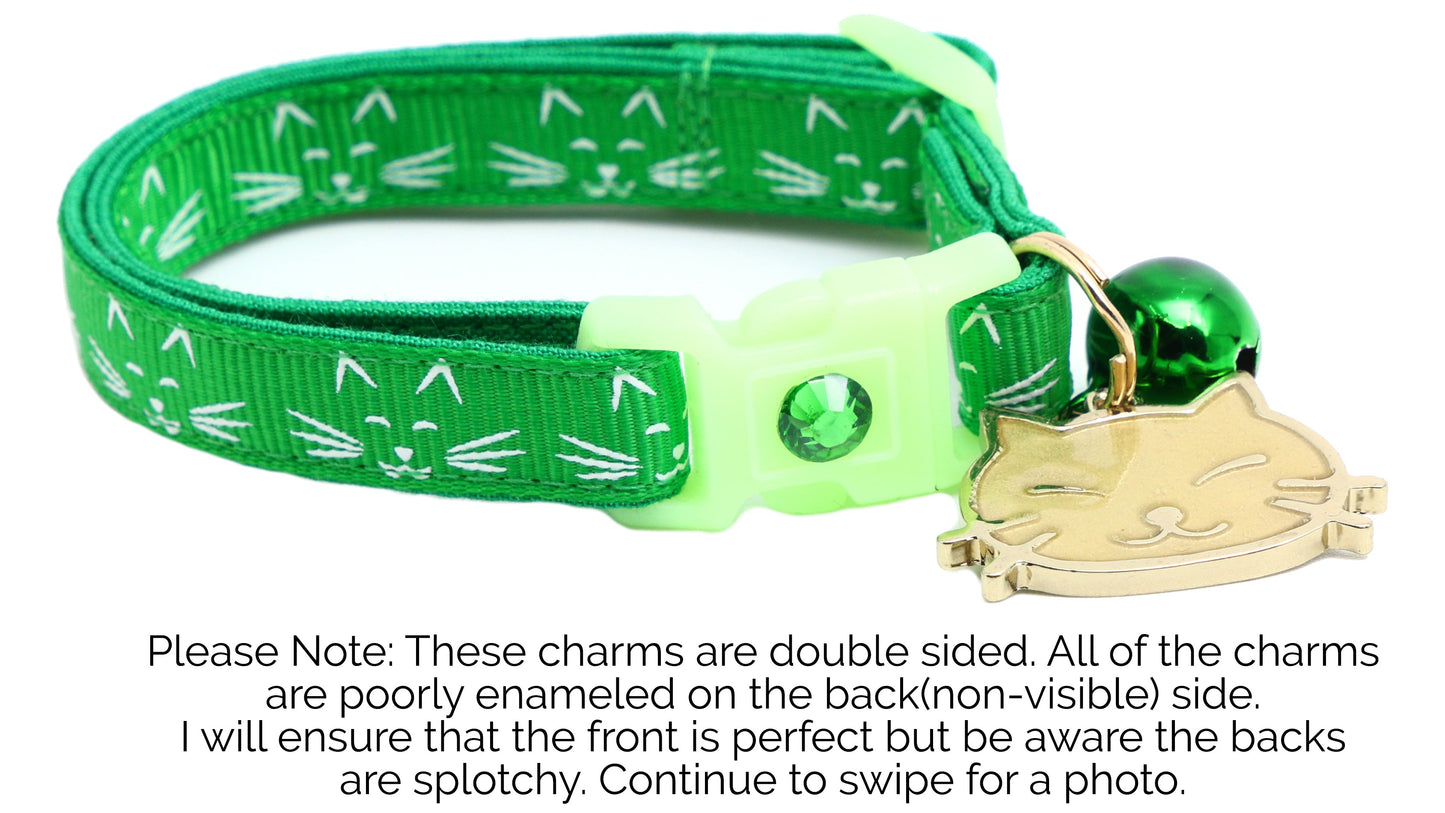 Glowing Cat Faces Breakaway Cat Collar-31