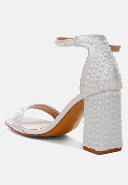 Klebba Pearls Embellished Satin Sandals-2