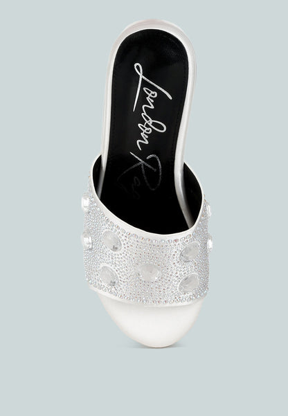 Meta charts Diamante & Rhinestone Flatform Sandals-3