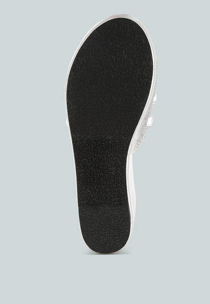Meta charts Diamante & Rhinestone Flatform Sandals-4
