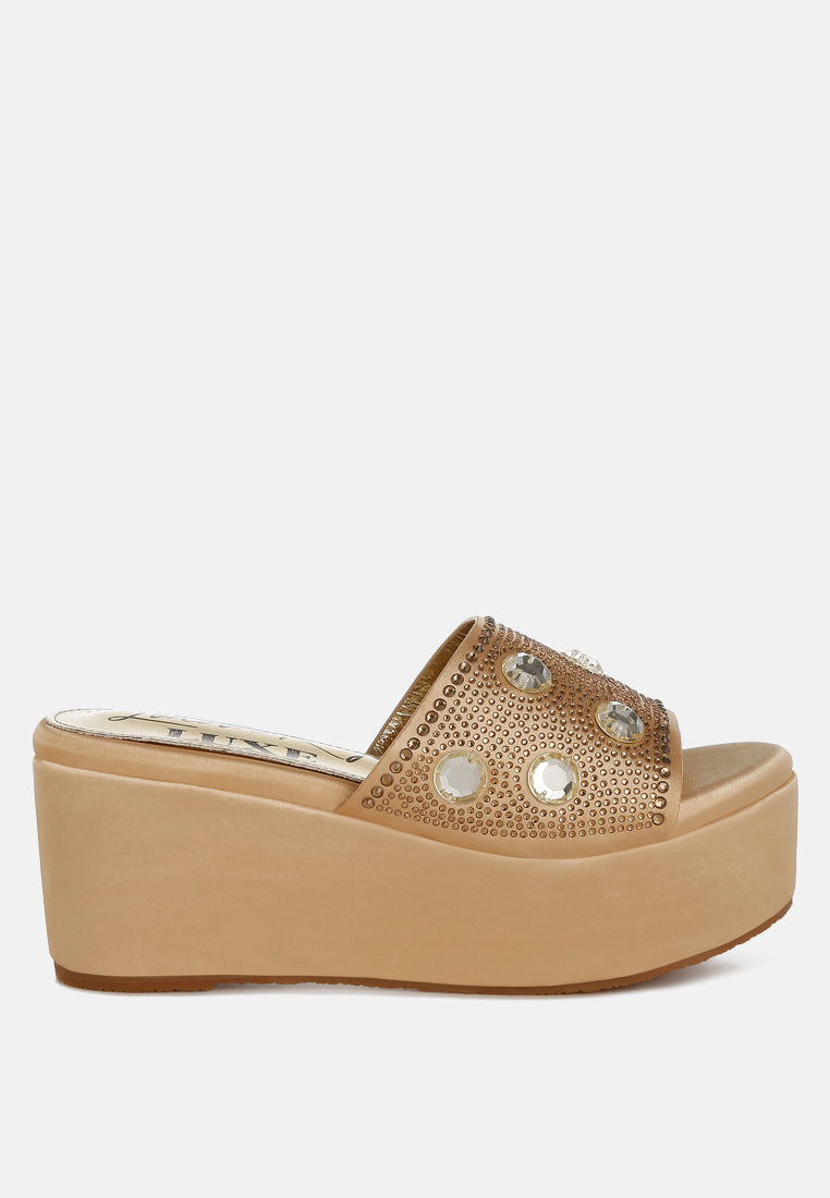 Meta charts Diamante & Rhinestone Flatform Sandals-6