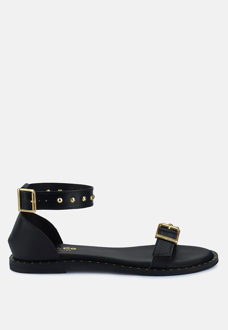 Rosemary Buckle Strap Flat Sandals-6
