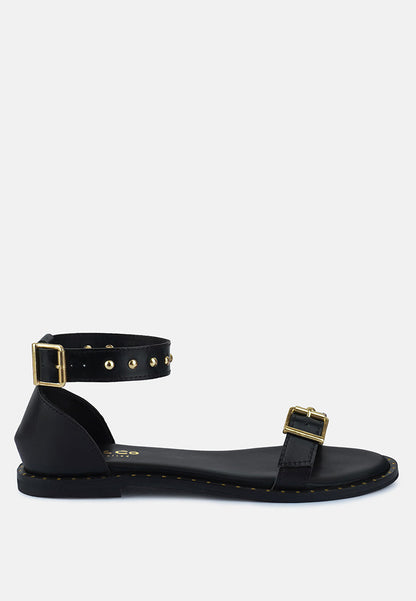 Rosemary Buckle Strap Flat Sandals-6
