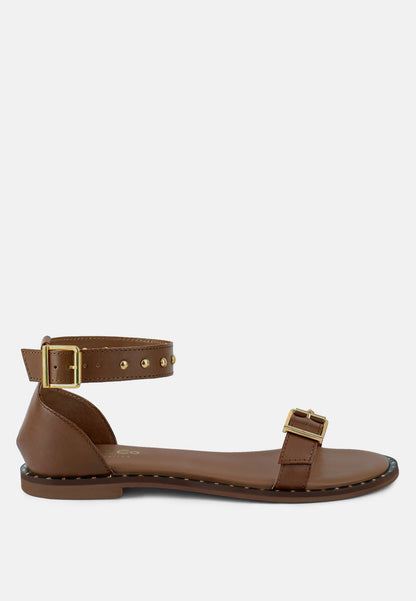 Rosemary Buckle Strap Flat Sandals-5