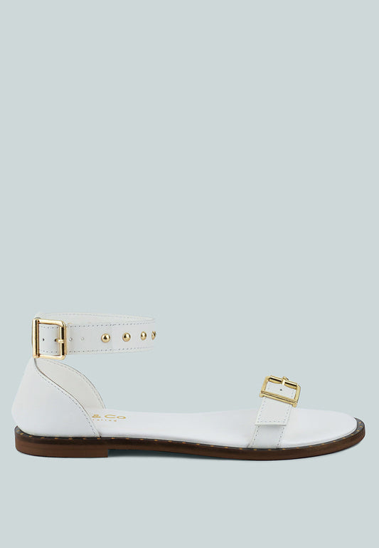 Rosemary Buckle Strap Flat Sandals-0