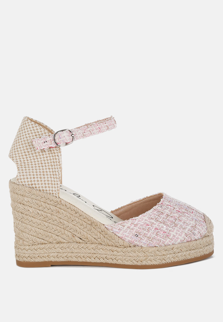 Regatta Tweed Round Toe Woven Wedges-5