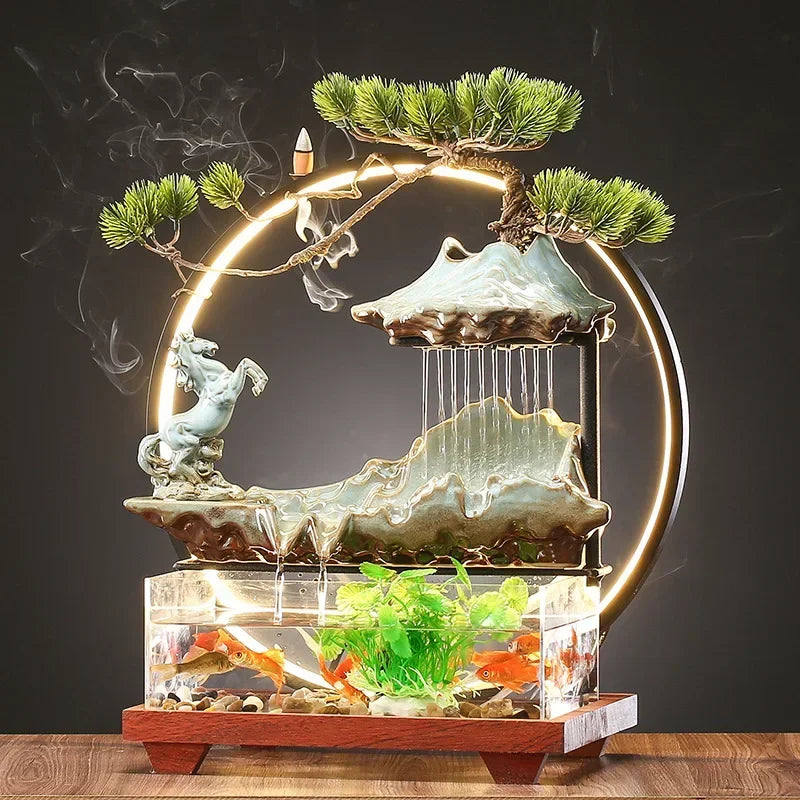 Flowing Water Deer Ornaments Home Creative Fountain Living Room Desktop Porch Decoration