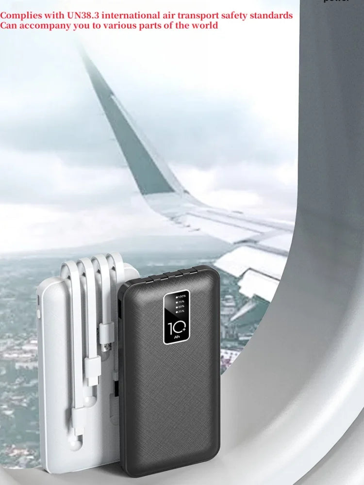 Power Bank Battery 20000Mah 20W Fast Charging Power Pack 4 USB Charging Cable, Outdoor Mobile Power Supply, Light and Thin, Very Easy to Carry, Safe Use, Reusable 1000 Times