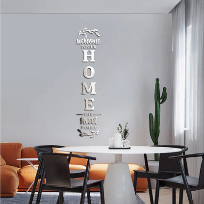 Home Family Logo 3D Mirror Wall Sticker Entrance Decoration Living Room Bedroom Home Background Wall DIY Decoration