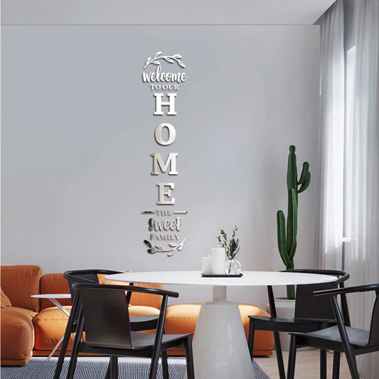 Home Family Logo 3D Mirror Wall Sticker Entrance Decoration Living Room Bedroom Home Background Wall DIY Decoration