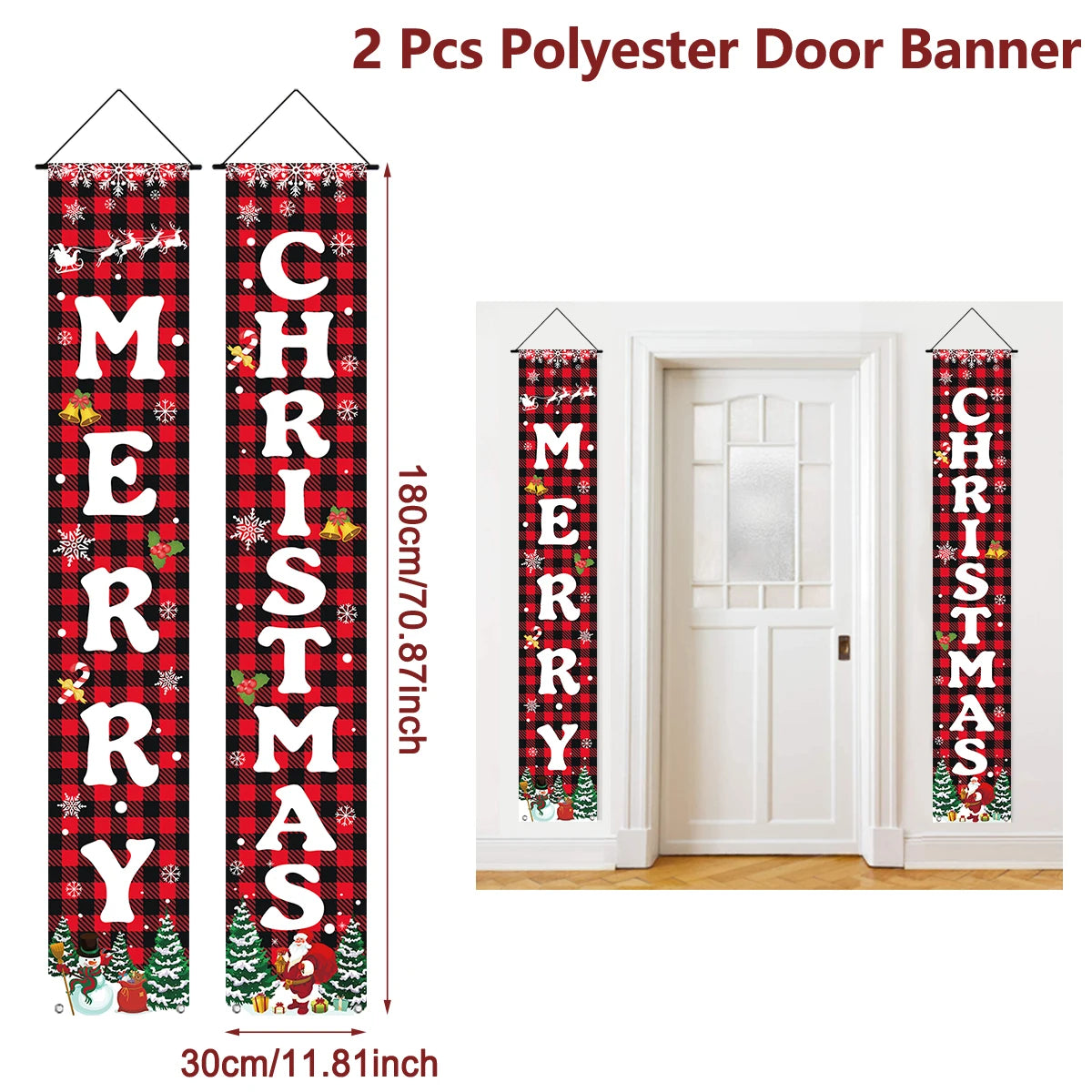 Christmas Door Couplet Merry Christmas Decorations for Home 2025 Navidad Natal Xmas Ornament Porch Fireplace Banner New Year