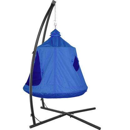 X-Shaped Hanging Tree Tent w/Swing Chair, Hammock Chair Stand Canopy w/Steel Frame, Indoor Outdoor Egg Basket Patio Seat