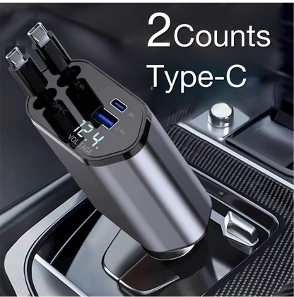 4-in-1 Car Charger Mobile Pphone Charger Expansion Cable Support For Fast Charging Of iPhone iPad Galaxy Pixel Huawei