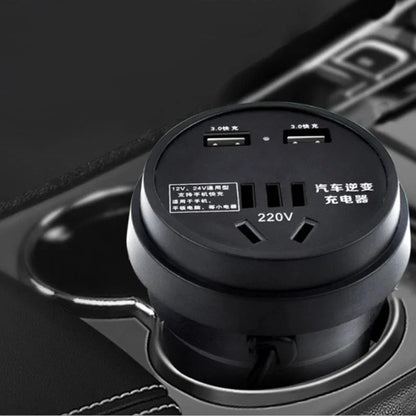Car Charger Truck Trolley 12V/24V To 220V Multi-Function Inverter Converter Mobile Phone Socket Cup-Type Stable Fast Charging