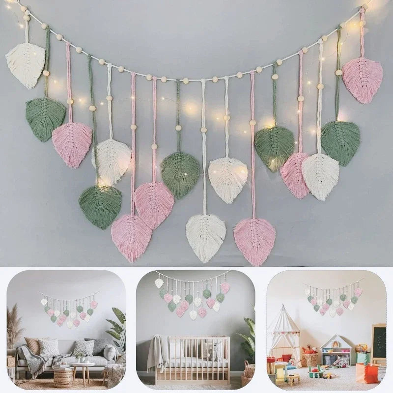 Bohemian Style Home Decor, Hemp Rope Tapestry, Hemp Rope Wallpaper, Feather Curtain, Wall Decoration, Suitable for Living Room