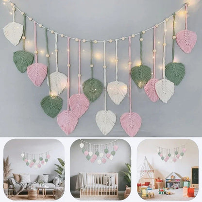 Bohemian Style Home Decor, Hemp Rope Tapestry, Hemp Rope Wallpaper, Feather Curtain, Wall Decoration, Suitable for Living Room