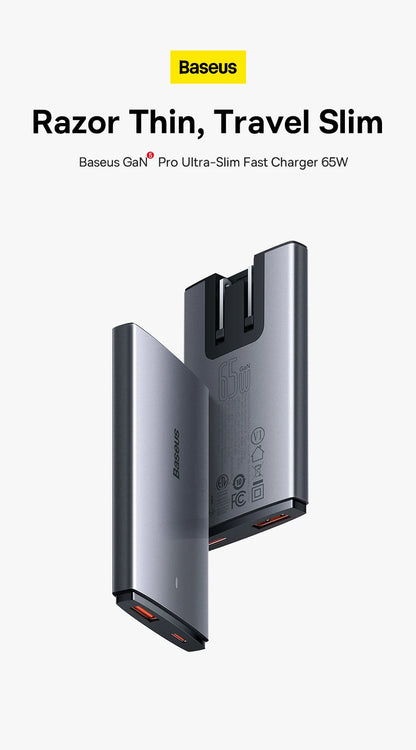 Baseus 65W GaN5 Charger Quick Charge QC 3.0 4.0 USB Type C Charger Portable Travel Charger Fast Charging For Laptop iPhone 14 13