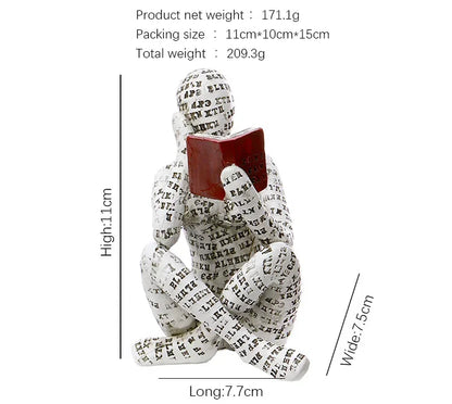 Home desk top bookshelf decoration reading woman resin crafts small ornaments
