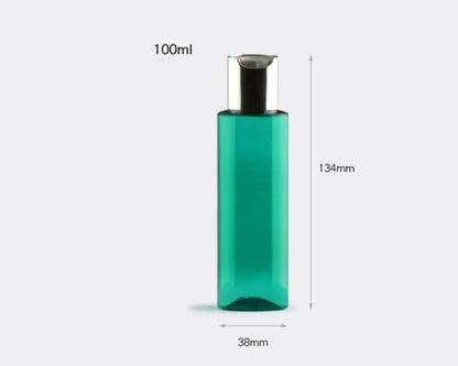 32pcs/lot 100ML White Clear Black Empty Plastic Shampoo PET Bottles With Gold Silver Disc Top Cap Shower Gel Container
