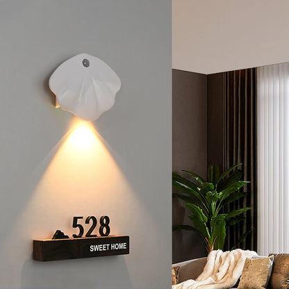 Motion Sensor LED Light, USB Rechargeable Night Light, Wireless Magnetic Shell Shape Wall Lamp for Living Room Staircase Closet
