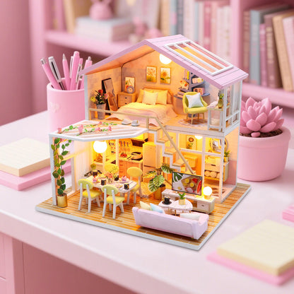 DIY Miniature Dollhouse Kit Creative Firm Wood Handmade Crafts Romantic Artwork Decorative Home Desktop Ornaments Kids Gifts
