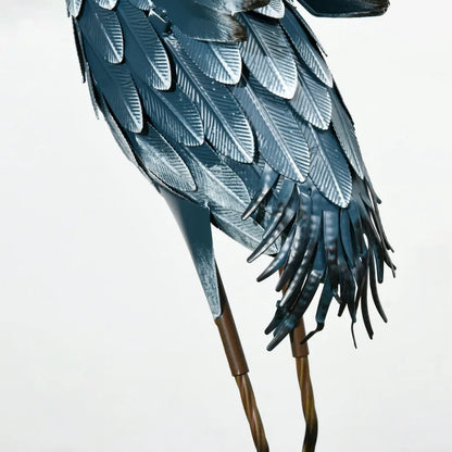 Set of 2 Standing Bird Garden Sculptures Heron Garden Statues for Lawn Patio Backyard Dration 29 27.5 Blue White