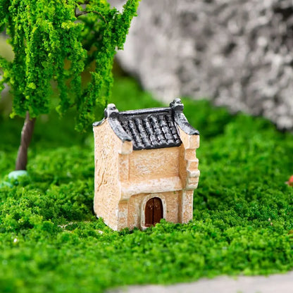 Decorative Mini Resin House Chinese Style Resin Bonsai Landscaping Retor Mini House Retro Building Home Desk