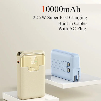 20000mAh Super Fast Charging Power Bank 2-in-1 with AC Plug, Multi-function with Dual-wire Wall Plug Mobile Power Supply