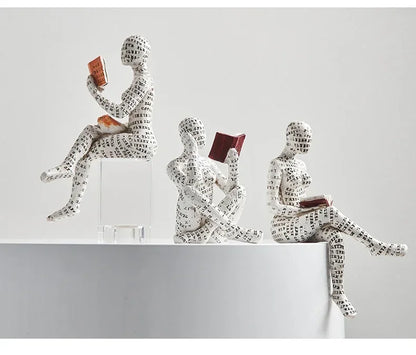 Home desk top bookshelf decoration reading woman resin crafts small ornaments