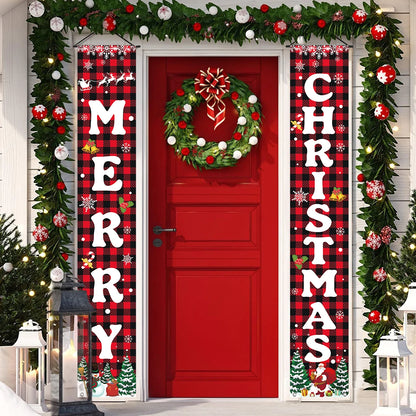 Christmas Door Couplet Merry Christmas Decorations for Home 2025 Navidad Natal Xmas Ornament Porch Fireplace Banner New Year