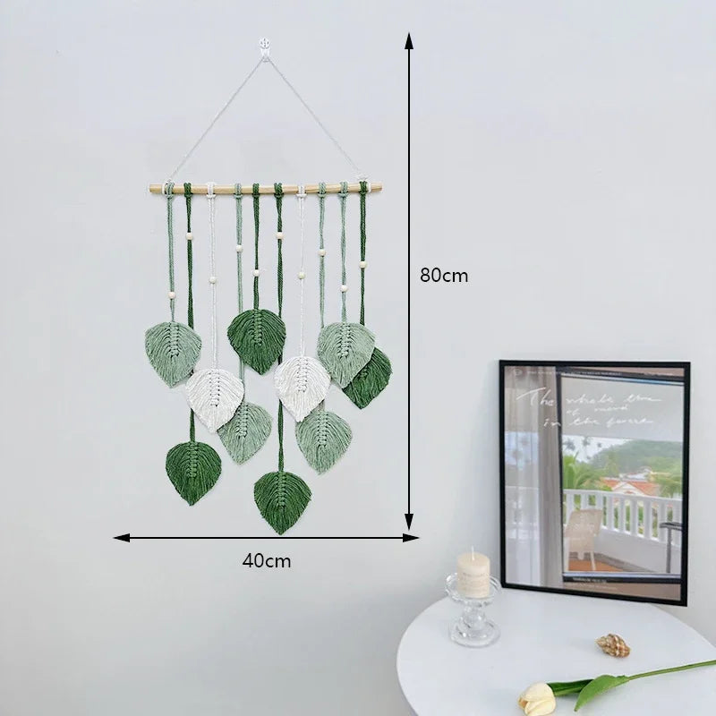 Bohemian Style Home Decor, Hemp Rope Tapestry, Hemp Rope Wallpaper, Feather Curtain, Wall Decoration, Suitable for Living Room