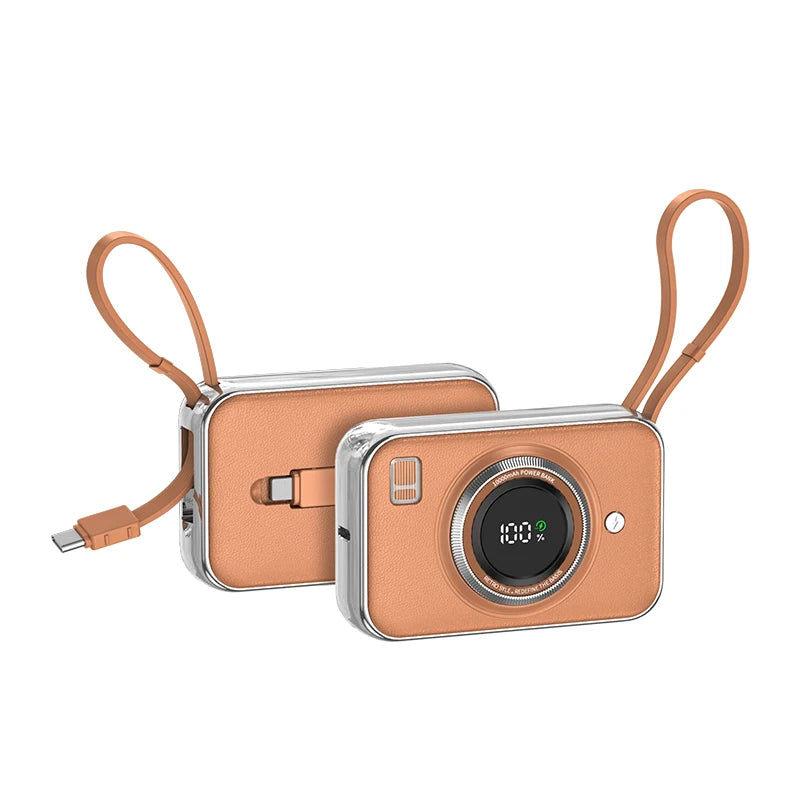 Power Bank With 2 Cables Power Bank 10000mAh Large Capacity PD Fast Charging Powerbank Rechargeable Batteries Portable Battery