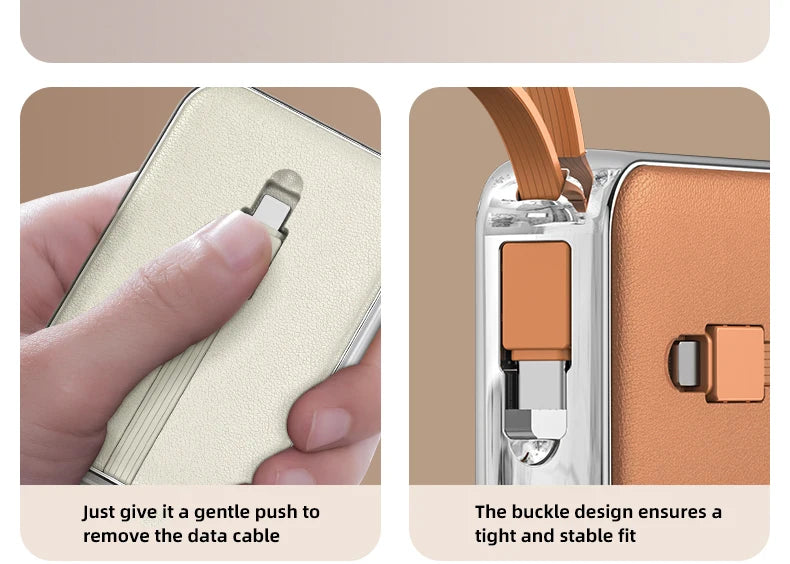 Power Bank With 2 Cables Power Bank 10000mAh Large Capacity PD Fast Charging Powerbank Rechargeable Batteries Portable Battery