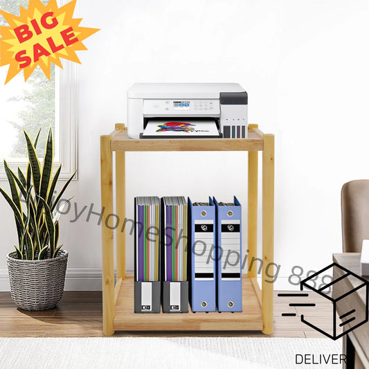 2-Tier Wooden Printer Stand - Compact Desk Organizer for Home Offices, Schools & Workspaces, Ideal for Professionals & Students