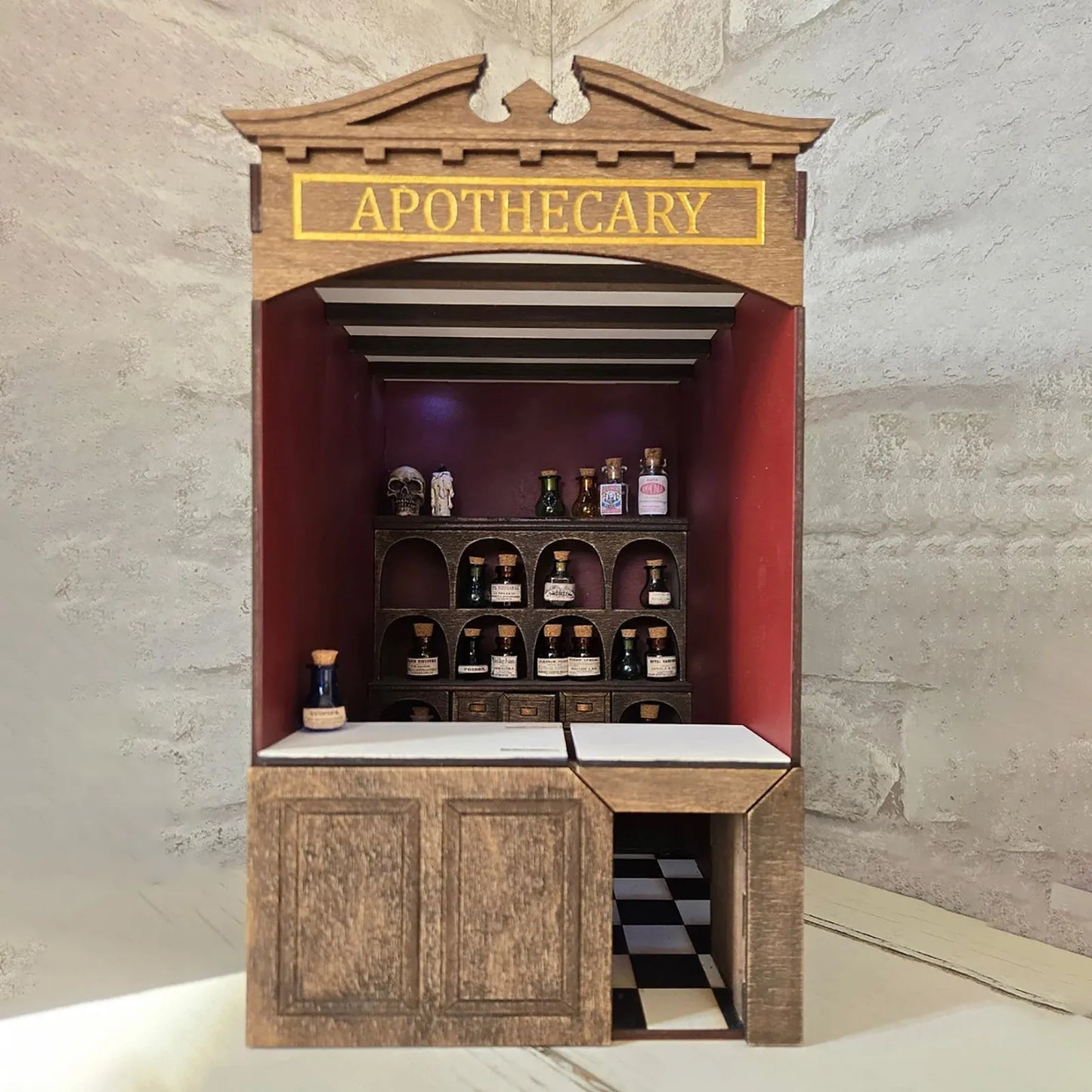 Home decoration DIY assembly bar & cafe, library, pharmacy house model wooden crafts and ornaments micro landscaping set gift