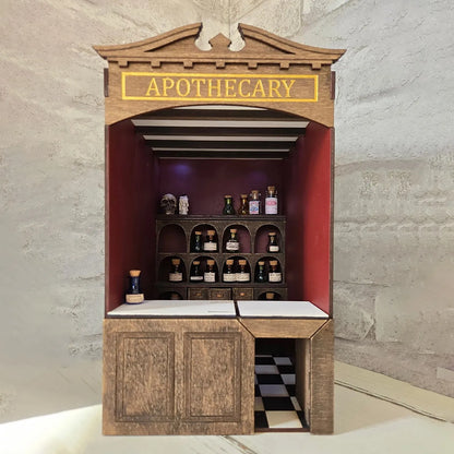 Home decoration DIY assembly bar & cafe, library, pharmacy house model wooden crafts and ornaments micro landscaping set gift