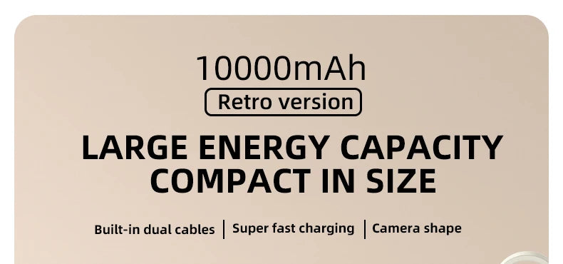 Power Bank With 2 Cables Power Bank 10000mAh Large Capacity PD Fast Charging Powerbank Rechargeable Batteries Portable Battery