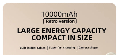 Power Bank With 2 Cables Power Bank 10000mAh Large Capacity PD Fast Charging Powerbank Rechargeable Batteries Portable Battery