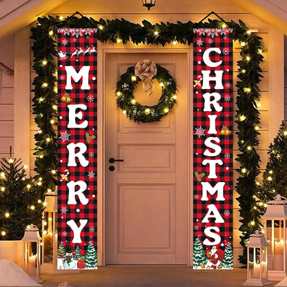 Christmas Door Couplet Merry Christmas Decorations for Home 2025 Navidad Natal Xmas Ornament Porch Fireplace Banner New Year