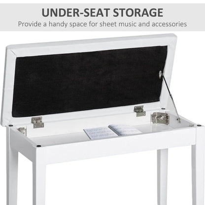 Piano Bench Duet Piano Chair with Faux Leather Padded Cushion and Wooden Frame Button Tufted Keyboard Bench White
