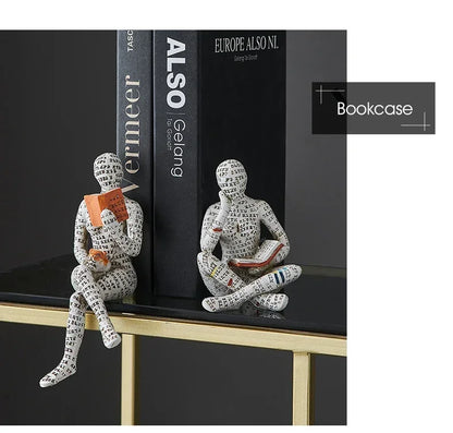 Home desk top bookshelf decoration reading woman resin crafts small ornaments